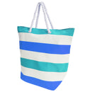 White-Blue - Front - FLOSO Womens-Ladies Stripe Patterned Canvas Summer Handbag
