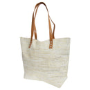 Beige-Gold - Front - FLOSO Womens-Ladies Metallic Straw Woven Summer Handbag