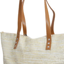 Beige-Gold - Back - FLOSO Womens-Ladies Metallic Straw Woven Summer Handbag