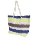 Yellow-Navy-Brown-Blue - Front - FLOSO Womens-Ladies Faded Stripe Design Canvas Summer Handbag