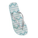 Blue - Front - FLOSO Ladies-Womens Aztec Print Flip Flops With Glitter Straps