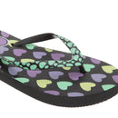 Black - Back - FLOSO Girls Heart Print Flip Flops With Heart Printed Strap