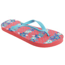 Coral - Front - FLOSO Womens-Ladies Floral Patterned Toe Post Flip Flops
