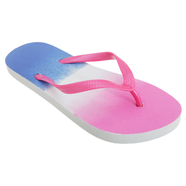 Fuchsia-Navy - Front - FLOSO Womens-Ladies Two Tone Colour Fade Toe Post Flip Flops