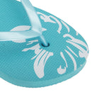 Blue - Back - FLOSO Womens-Ladies Hawaiian Flower Design Toe Post Flip Flops