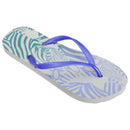 White-Blue - Front - FLOSO Womens-Ladies Zebra Pattern Toe Post Flip Flops