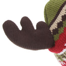 Red-Green - Side - FLOSO Childrens-Kids Fairisle Moose Winter Beanie Hat With Antlers