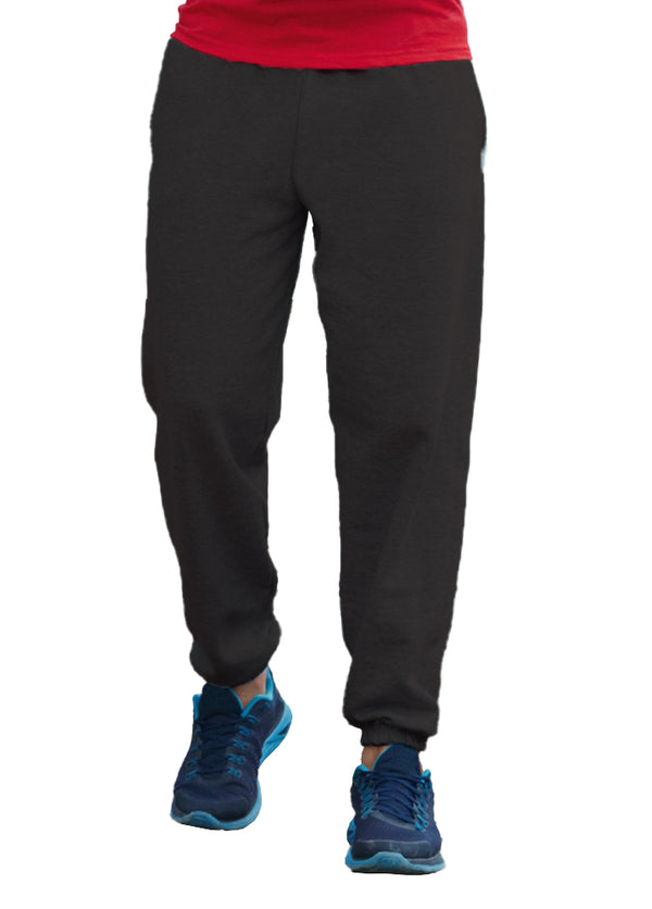 Navy - Front - FLOSO Mens Elasticated Jog Pants - Jogging Bottoms (Closed Cuff)