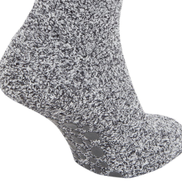 Grey - Back - FLOSO Mens Warm Slipper Socks With Rubber Non Slip Grip