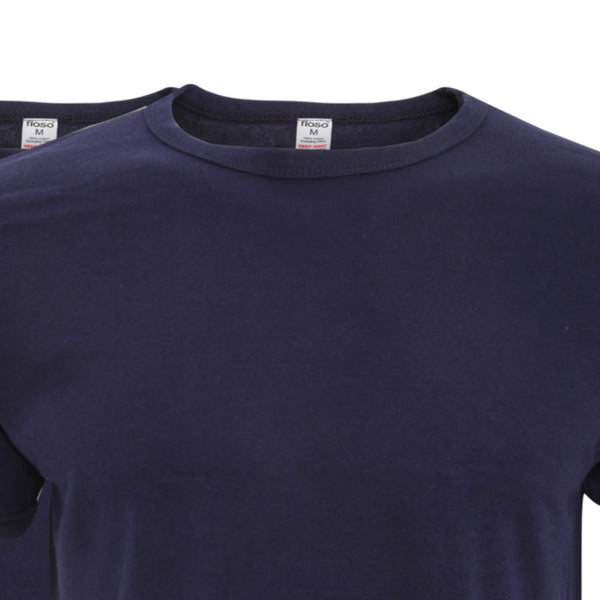 Navy - Back - FLOSO Mens Interlock Underwear T-Shirt (Pack Of 3)