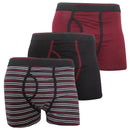 Red - Front - FLOSO Mens Cotton Mix Key Hole Trunks Underwear (Pack Of 3)