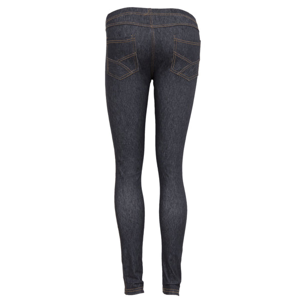 Black - Back - FLOSO Ladies-Womens Jeggings (Jean Look Leggings)