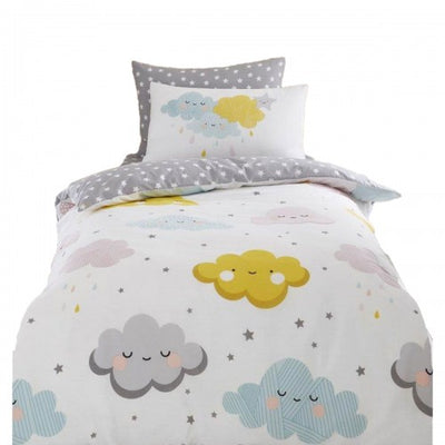Front - Floso Clouds and Stars Duvet Cover Set