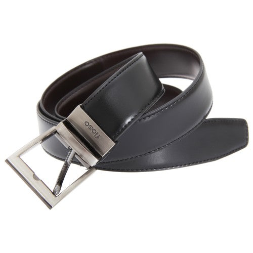 Front - FLOSO Mens Reversible Leather Belt