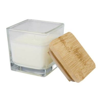 Front - Floso Ambra Warm Vanilla Square Bamboo Lid Scented Candle