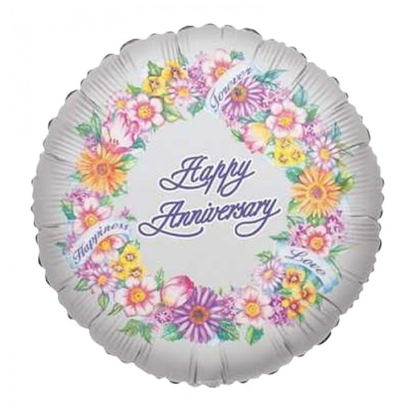 Front - Floso Flower Wreath Anniversary Foil Balloon