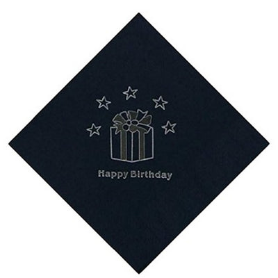 Black - Front - Floso Paper Birthday Napkins (Pack of 15)