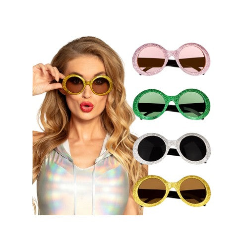 Front - Floso Jackie Glitter Party Glasses (Pack of 4)
