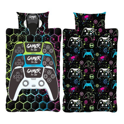 Front - Floso Gamer For Life Graffiti Reversible Duvet Set