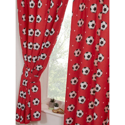 Red - Front - Floso Lined Football Curtains