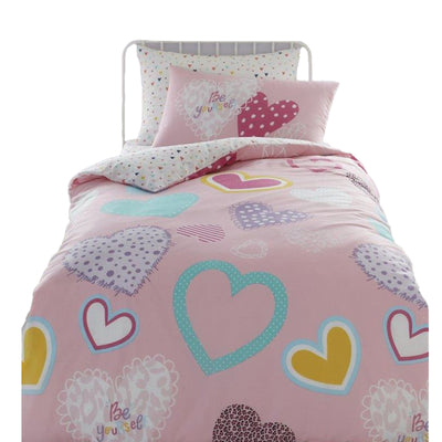 Multicoloured - Front - Floso Hearts Duvet Cover Set