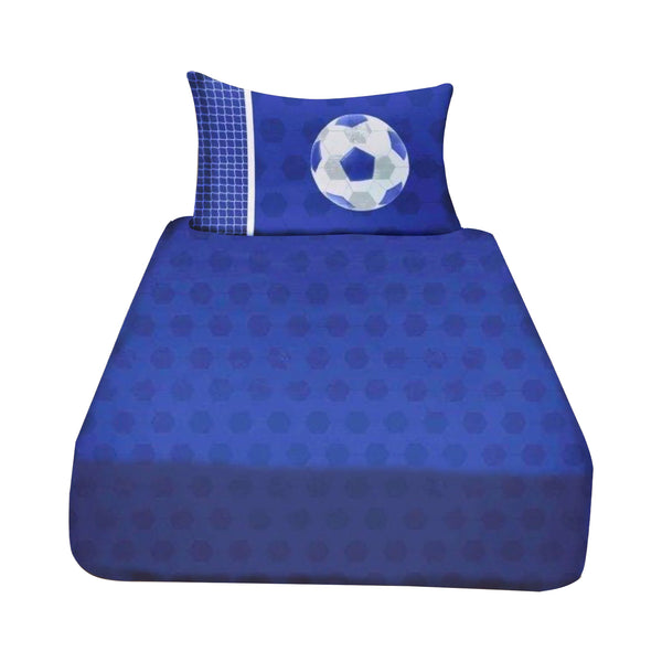 Blue-White - Back - Floso Football Fitted Sheet Set