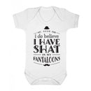 White - Front - FLOSO Baby Girls-Boys Good Sir, I Do Believe Short Sleeve Bodysuit