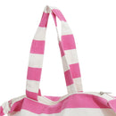 White-Pink - Back - FLOSO Womens-Ladies Striped Summer Handbag With Shoulder Strap