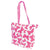 White-Fuchsia - Front - FLOSO Womens-Ladies Straw Woven Butterfly Print Top Handle Handbag