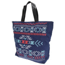 Navy - Front - FLOSO Womens-Ladies Cotton Rich Aztec Print Top Handle Handbag