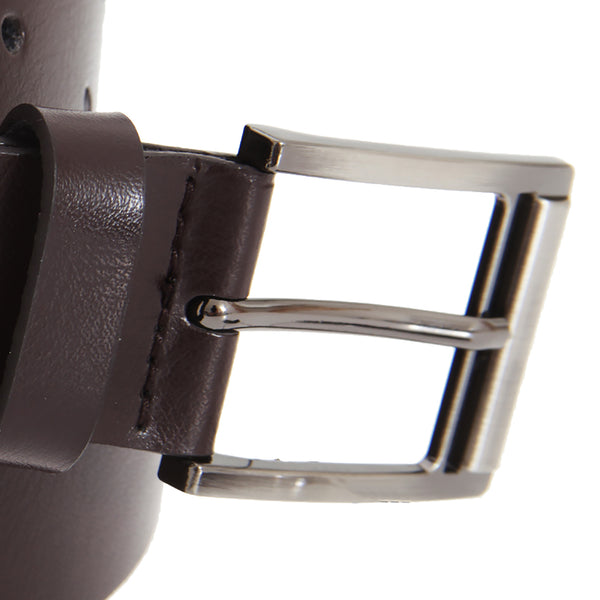 Brown - Back - FLOSO Mens Leather Lined Belt
