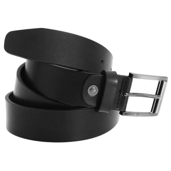 Black - Front - FLOSO Mens Leather Lined Belt
