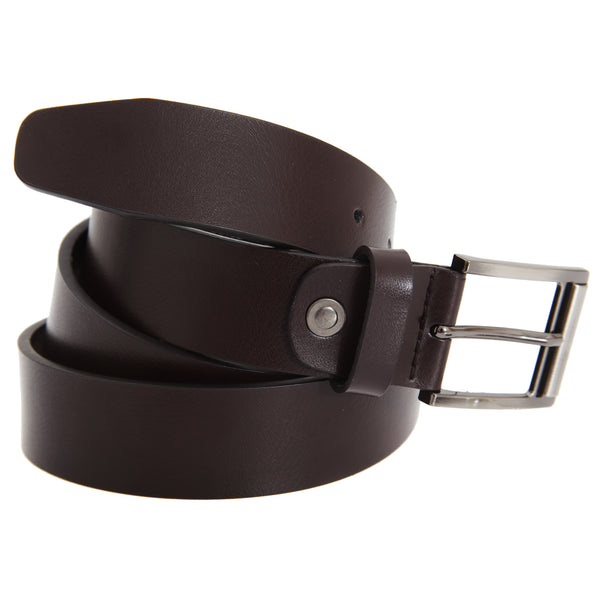 Brown - Front - FLOSO Mens Leather Lined Belt