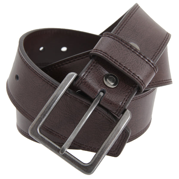 Brown - Front - FLOSO Mens 1.5 Inch Leather Lined Belt