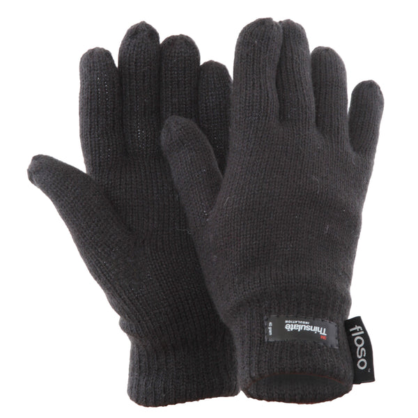 Charcoal - Front - FLOSO Ladies-Womens Thinsulate Thermal Knitted Gloves (3M 40g)