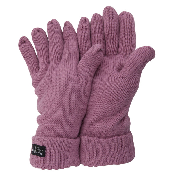 Pink - Front - FLOSO Ladies-Womens Thinsulate Winter Knitted Gloves (3M 40g)