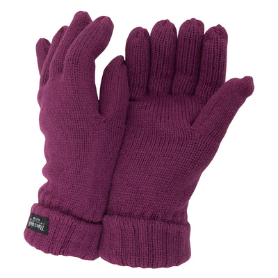 Raspberry - Front - FLOSO Ladies-Womens Thinsulate Winter Knitted Gloves (3M 40g)