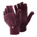 Maroon - Front - FLOSO Ladies-Womens Winter Capped Fingerless Magic Gloves