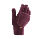 Maroon - Back - FLOSO Ladies-Womens Winter Capped Fingerless Magic Gloves