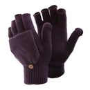 Purple - Front - FLOSO Ladies-Womens Winter Capped Fingerless Magic Gloves