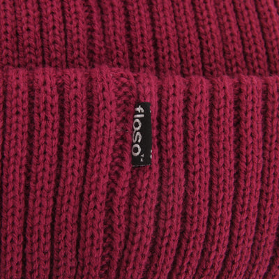 Raspberry - Back - FLOSO Ladies-Womens Chunky Knit Thermal Thinsulate Winter-Ski Hat (3M 40g)