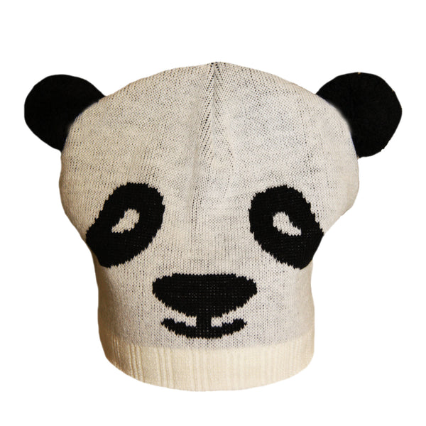 Panda - Side - FLOSO Childrens-Kids Unisex Animal Design Winter Beanie Hat (Tiger, Panda, Bear, Dog)