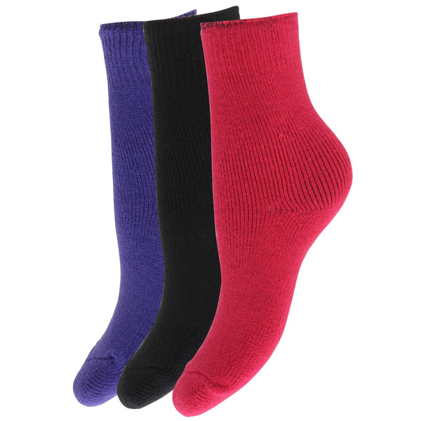 Pink-Purple-Black - Front - FLOSO Childrens Boys-Girls Winter Thermal Socks (Pack Of 3)