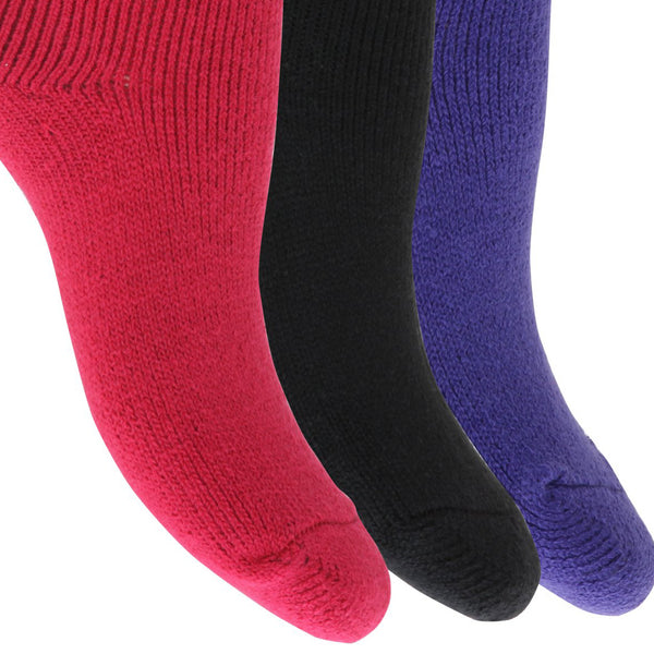 Pink-Purple-Black - Back - FLOSO Childrens Boys-Girls Winter Thermal Socks (Pack Of 3)