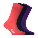 Pink-Navy-Purple - Front - FLOSO Childrens Boys-Girls Winter Thermal Socks (Pack Of 3)