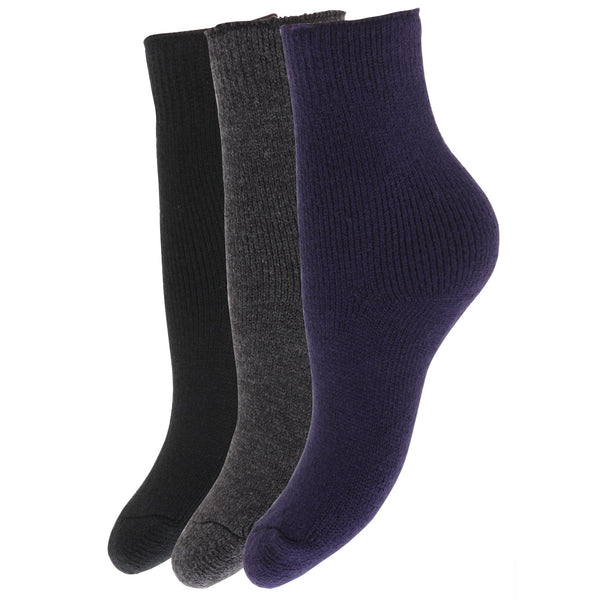 Black-Grey-Navy - Front - FLOSO Childrens Boys-Girls Winter Thermal Socks (Pack Of 3)