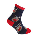 Navy-Green-Red - Back - Childrens-Kids Unisex Christmas Novelty Socks (Pack Of 4)