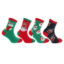 Navy-Green-Red - Front - Childrens-Kids Unisex Christmas Novelty Socks (Pack Of 4)
