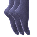 Navy - Back - Floso Girls Long Cotton Socks (3 Pairs)