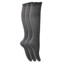Grey - Front - Floso Girls Long Cotton Socks (3 Pairs)
